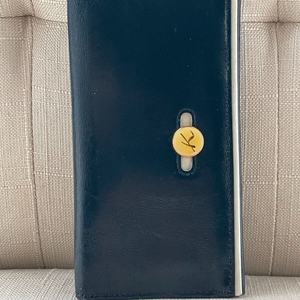 Kitamura Motomachi Wallet Blue Leather Bifold Card Holder Clutch Purse